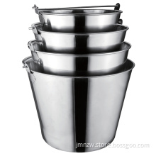 Round Stainless Steel Ice Bucket with Handle